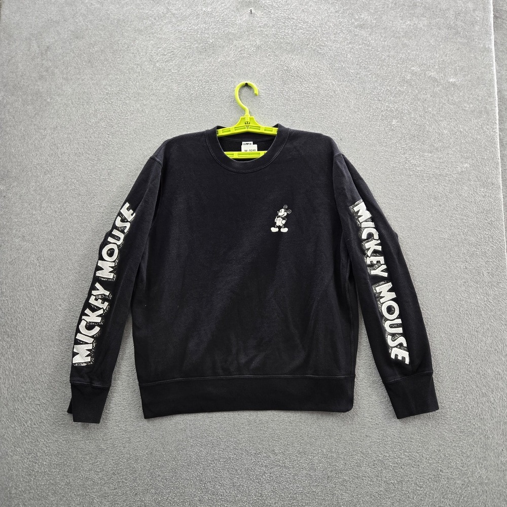 Uniqlo x Disney Men Sweatshirt M Black Graphic Mickey Mouse UT Sweatshirt Logo